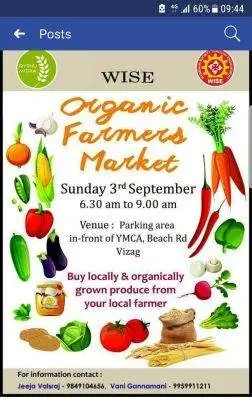 Organic Farmers Market coming to Vizag on September 3rd.