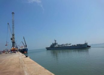 Indian Navy Ship Gharial carries relief material for Rohingya refugees to Chittagong