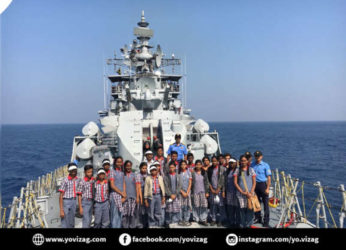 Indian Navy War Ships open for visits by school children in Visakhapatnam