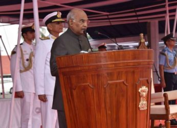 Shri Ram Nath Kovind awards President’s Colour to the Submarine Arm of Indian Navy today at Visakhapatnam