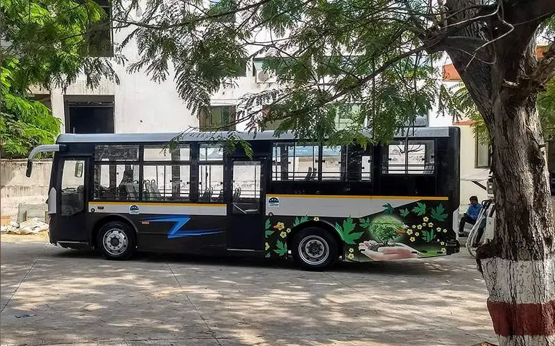 GVMC gets an electric bus to Visakhapatnam for trial run
