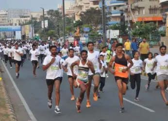 Tata Tiscon 10K run held at Beach Road in Visakhapatnam