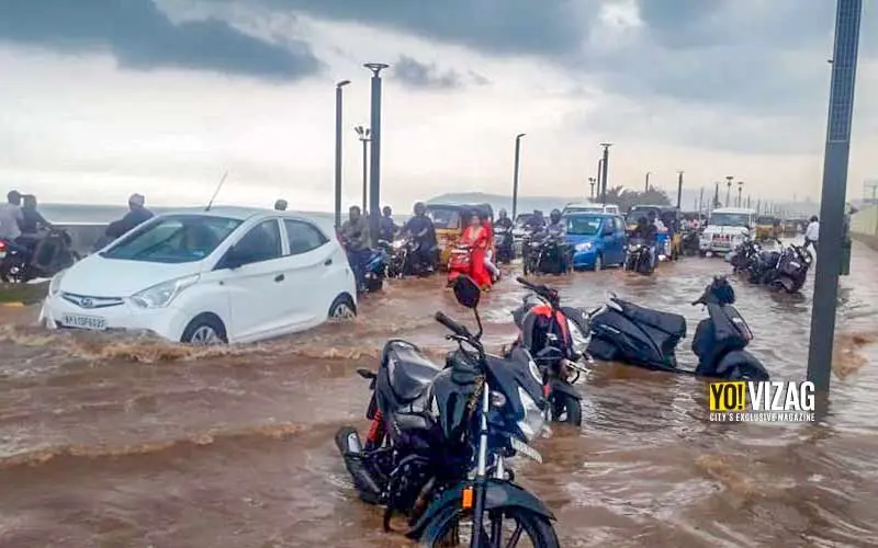 See Pics: Beach Road in Vizag gets water-logged after heavy rain