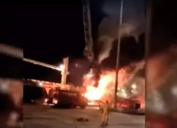 Harbour Mobile Crane catches fire at Visakhapatnam Port