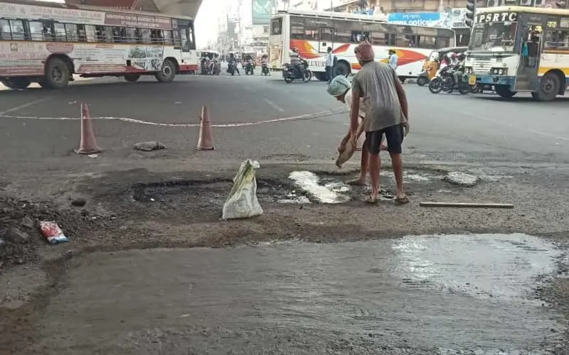GVMC commences restoration of damaged roads in Visakhapatnam