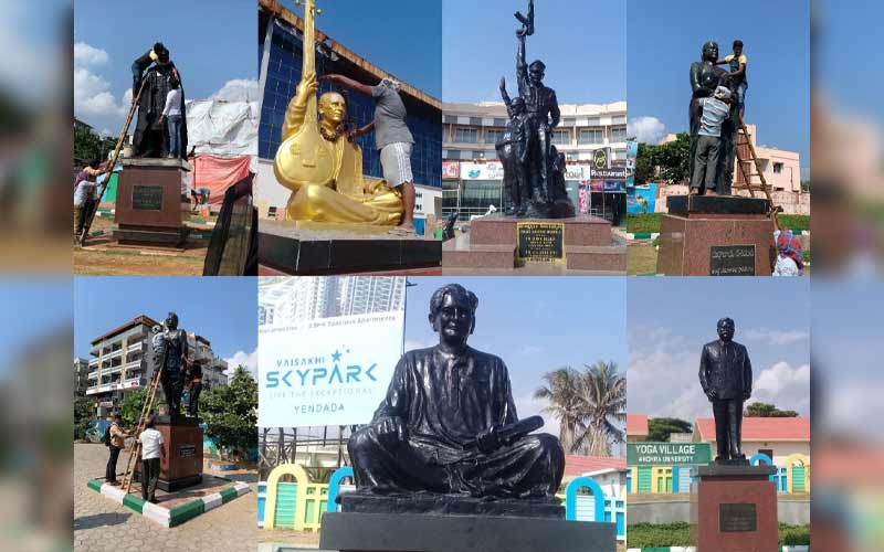 Statues on Beach Road in Visakhapatnam