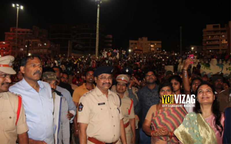 Citizens and visitors in Visakhapatnam were joined by the City Police to ring in the New Year 2020 at the Beach Road.