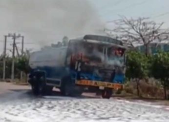 Petrol tanker catches fire in Visakhapatnam, driver escapes unhurt