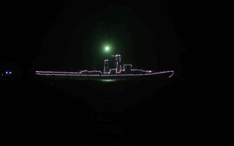 ENC illuminate ships in Vizag to pay tribute to COVID-19 warriors
