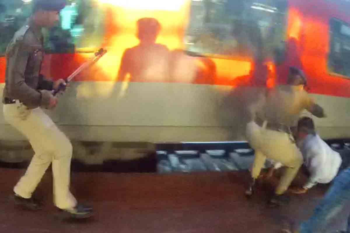 RPF team rescues passenger from falling under a train at Vizag Railway Station