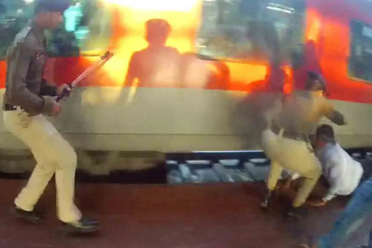 RPF team rescues passenger from falling under a train at Vizag Railway Station