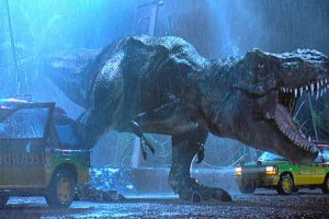 T-rex roaring in Jurassic Park
