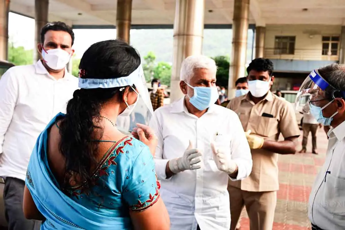 MP V Vijayasai Reddy inspects various Covid-19 hospitals in Vizag