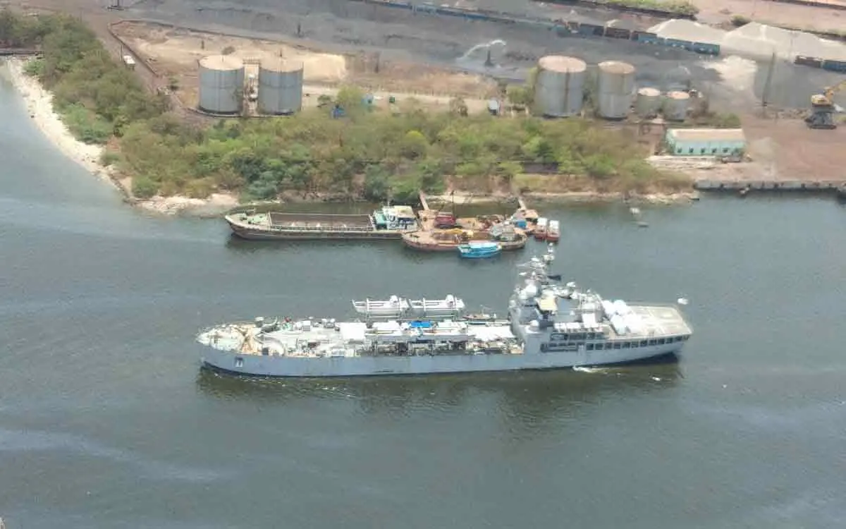 Indian Navy's INS Airavat reaches Visakhapatnam with medical supplies