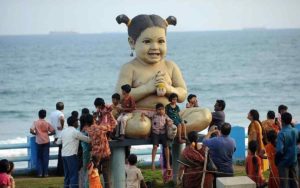 Figurines on Vizag beach: Baby Girl