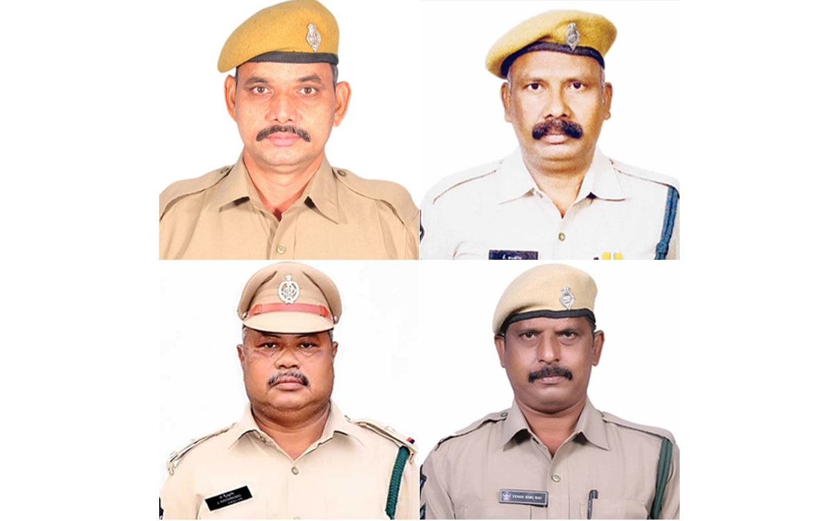 4 cops dead in a road accident at Palasa, Srikakulam District