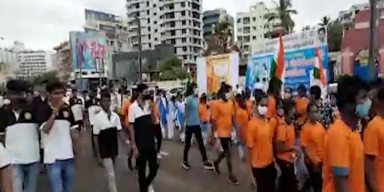 People run at RK Beach road in Vizag on the anniversary of Vivekananda's speech
