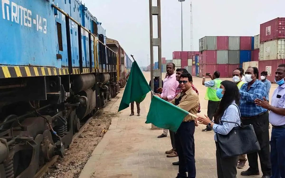 Waltair Railway Division flags off a cargo train to transport scrap cargo
