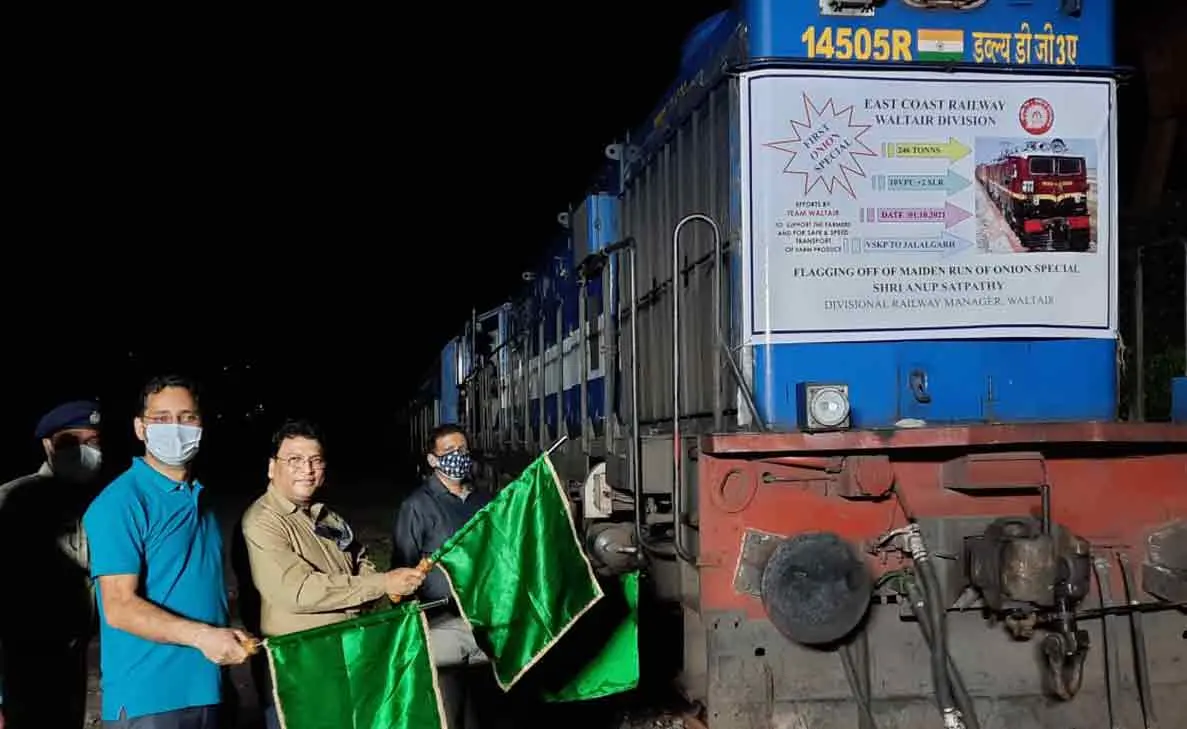 First onion special train departs from Visakhapatnam