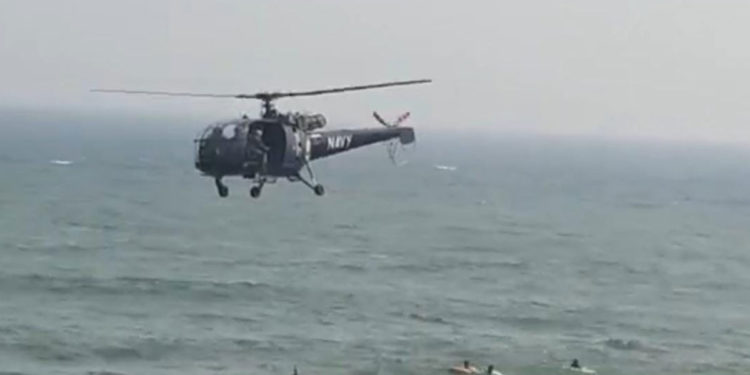 Navy Helicopters search for missing persons drowned at RK Beach