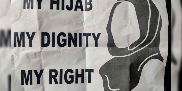Activists from various social groups protest opposing the hijab ban