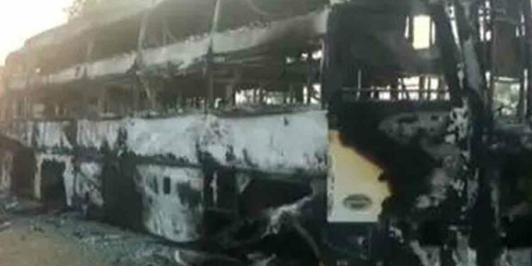 Maoists torch passenger bus in the newly formed Alluri Sitharama Raju District of AP