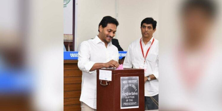CM Jagan casts first vote in the ongoing presidential poll in AP