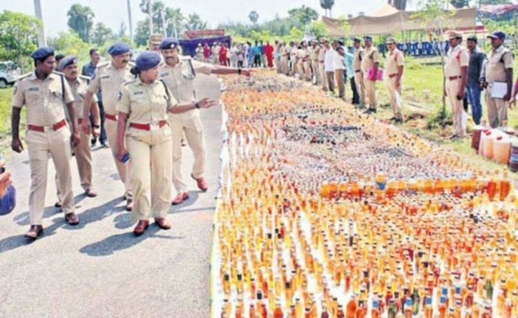 visakhapatnam alcohol bottles crushed