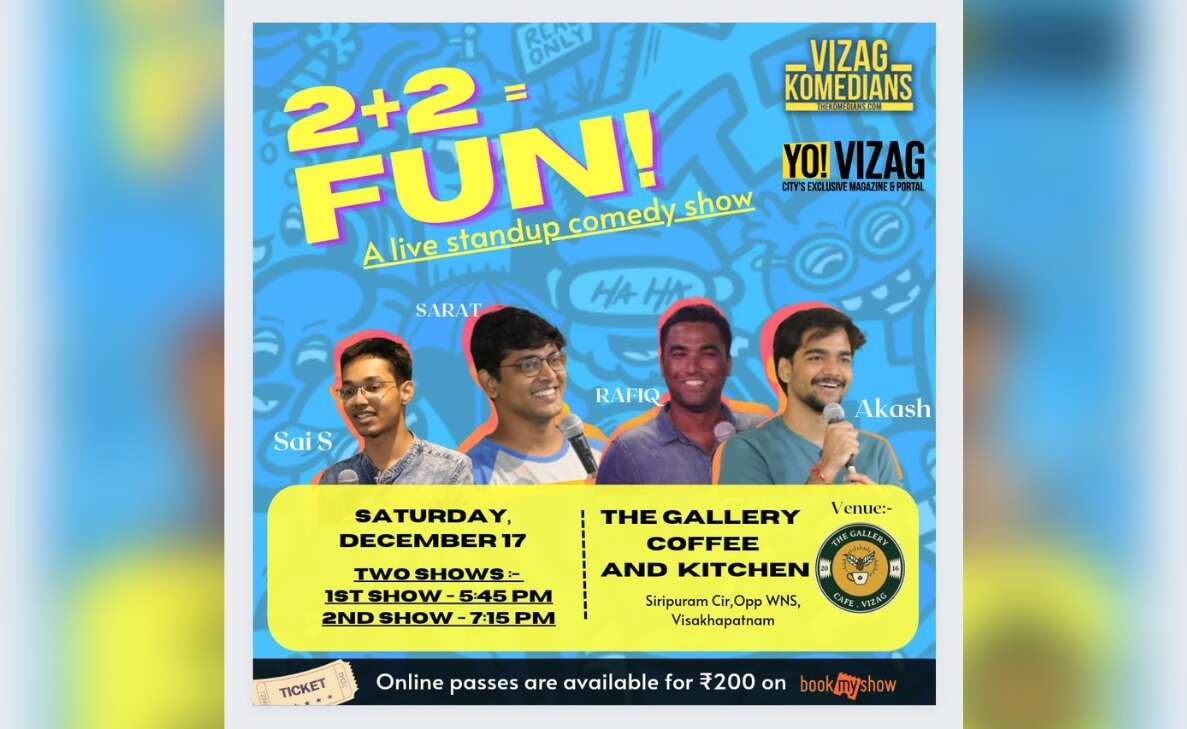 Stand-Up Comedy Show: Join the Vizag Komedians this weekend as they decode 2+2 = Fun