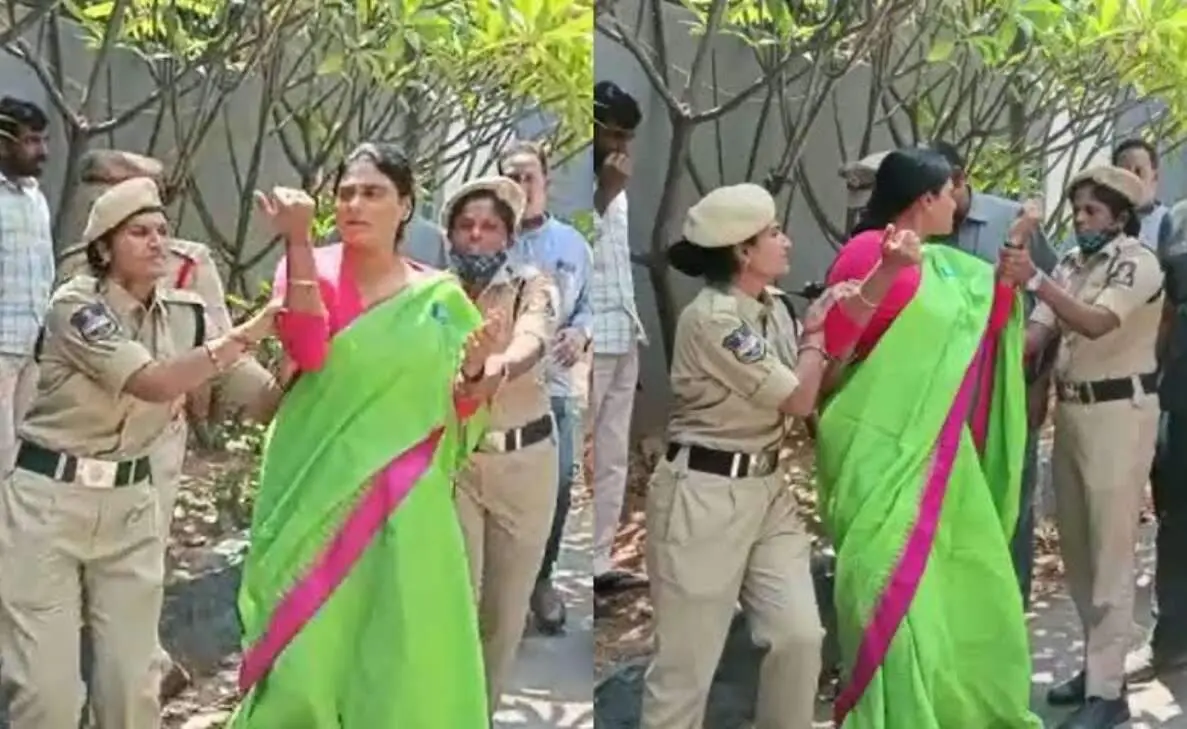 YSRTP chief YS Sharmila detained on way to SIT office regarding the Telangana paper leak case