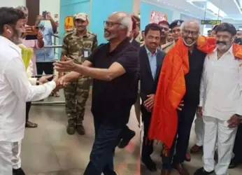 Superstar Rajinikanth arrives in Vijayawada to participate in NTR centenary celebrations