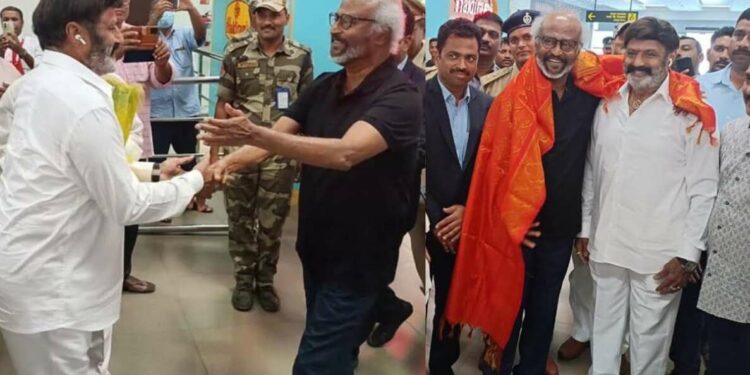 Superstar Rajinikanth arrives in Vijayawada to participate in NTR centenary celebrations