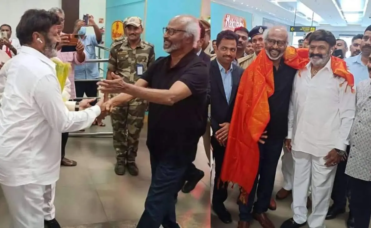 Superstar Rajinikanth arrives in Vijayawada to participate in NTR centenary celebrations