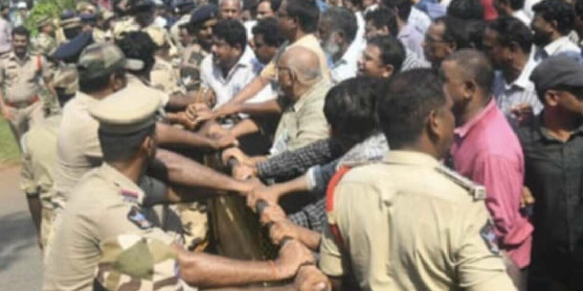 Tension at Visakhapatnam Steel Plant as workers protest over wages