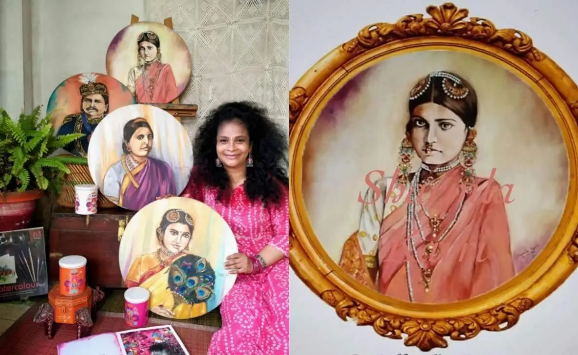 Portraits of the benevolent Maharajah and Ranis of Vizag