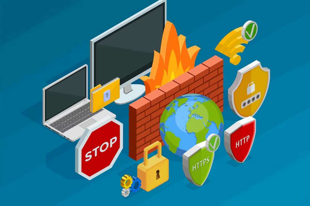 Firewall graphic representing network protection and cybersecurity