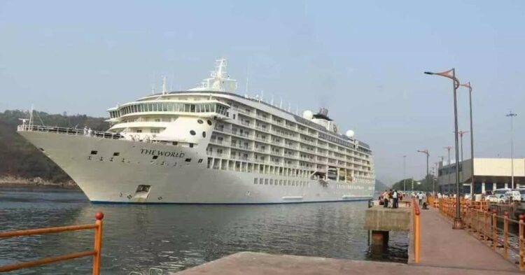 International luxury cruise ship 'The World' docks in Visakhapatnam