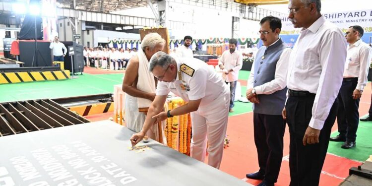 Steel Cutting of India's 1st fleet support ships held in HSL, Vizag