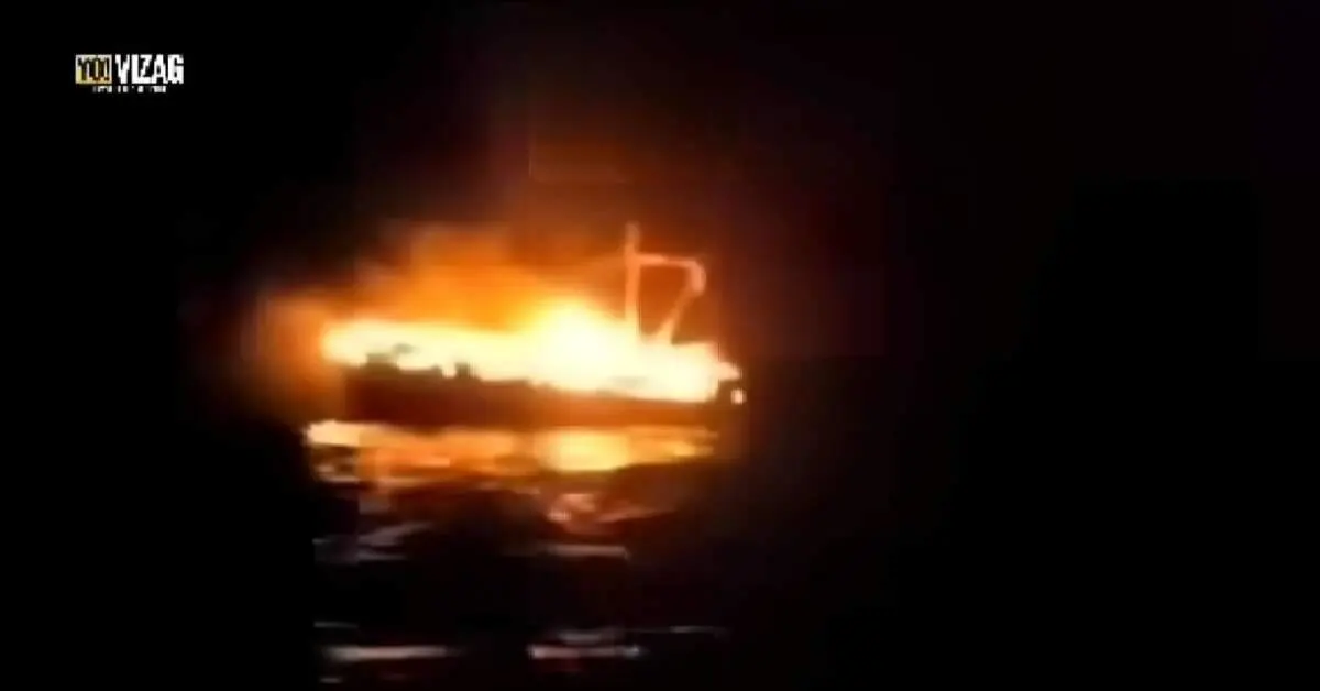 Another accident in Vizag: Fishing boat catches fire near Pudimadaka