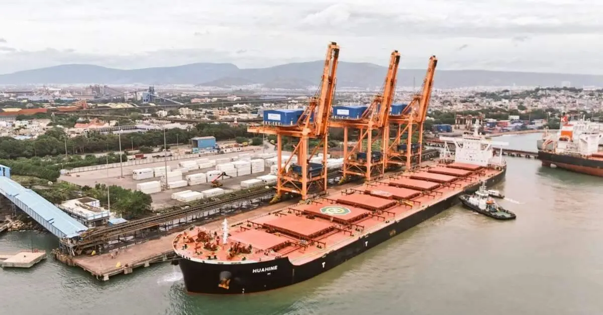 Largest cargo vessel to dock in India arrives at Visakhapatnam port