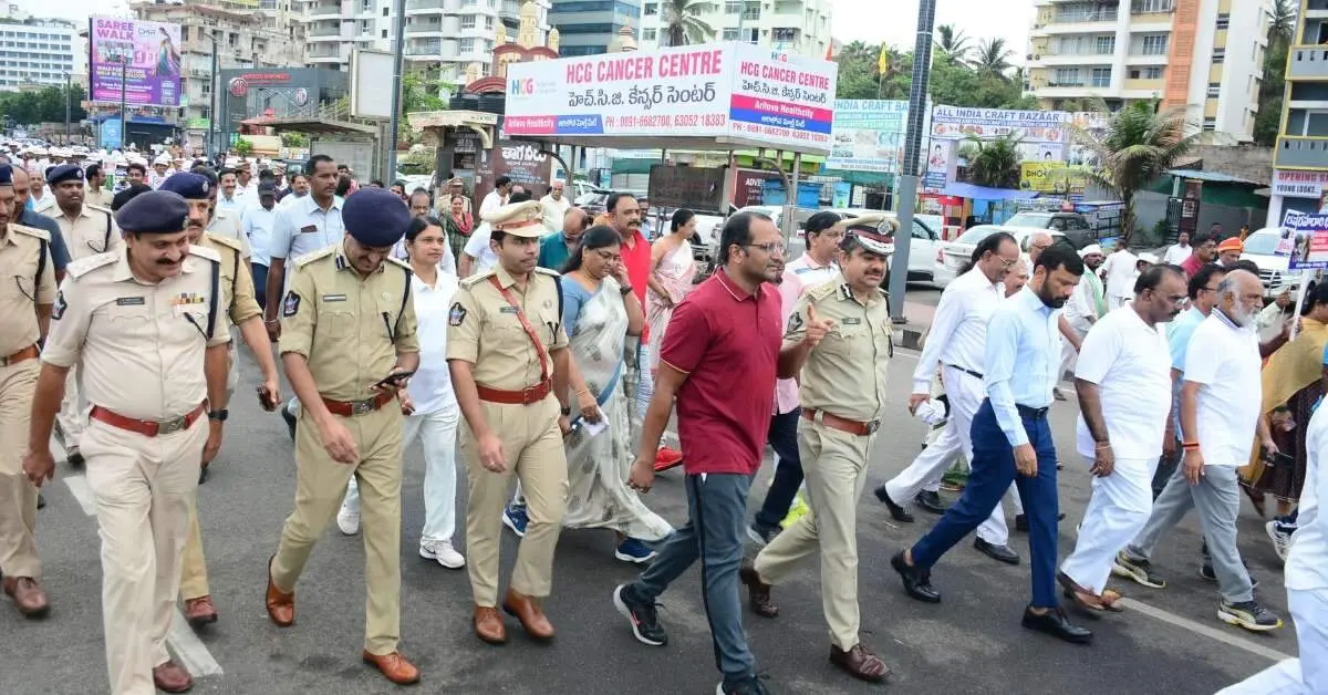 Vizagites walk spreading message on helmet use