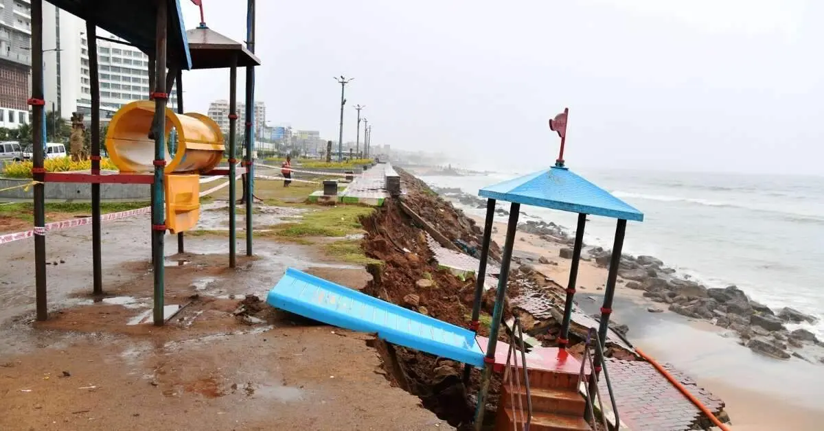 Relentless rains drench Visakhapatnam, causing structural damage in parts of the city