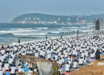 Lakhs gather to do Yoga by the beach in Visakhapatnam; See pics!