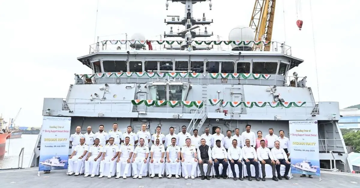 Indian Navy gets first indigenous diving support vessel INS Nistar in Visakhapatnam