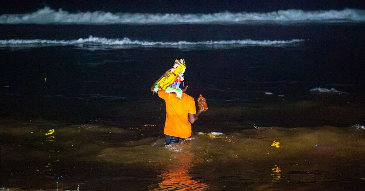 Vizag celebrates Ganesh Nimarjan at RK Beach, see the pics here!