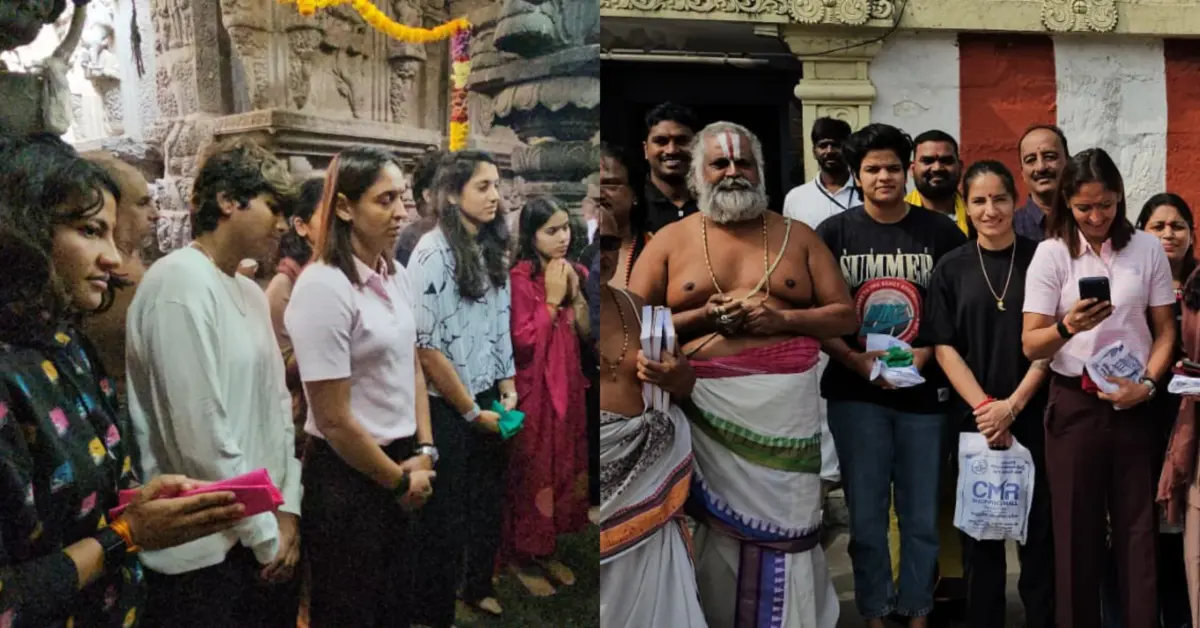 Pics: India Women’s cricket team offers prayers at Simhachalam Temple in Vizag