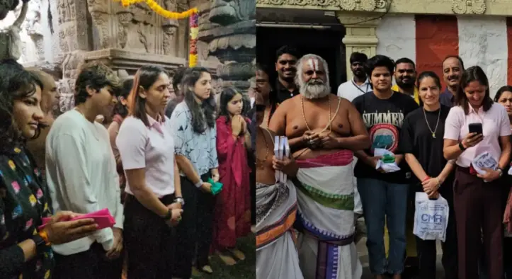 Pics: India Women’s cricket team offers prayers at Simhachalam Temple in Vizag