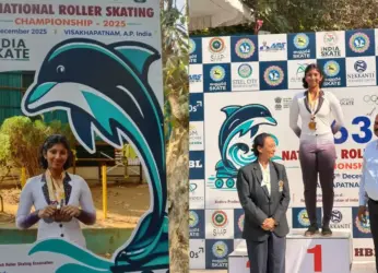 Vizag student wins triple medals at the national roller skating championship